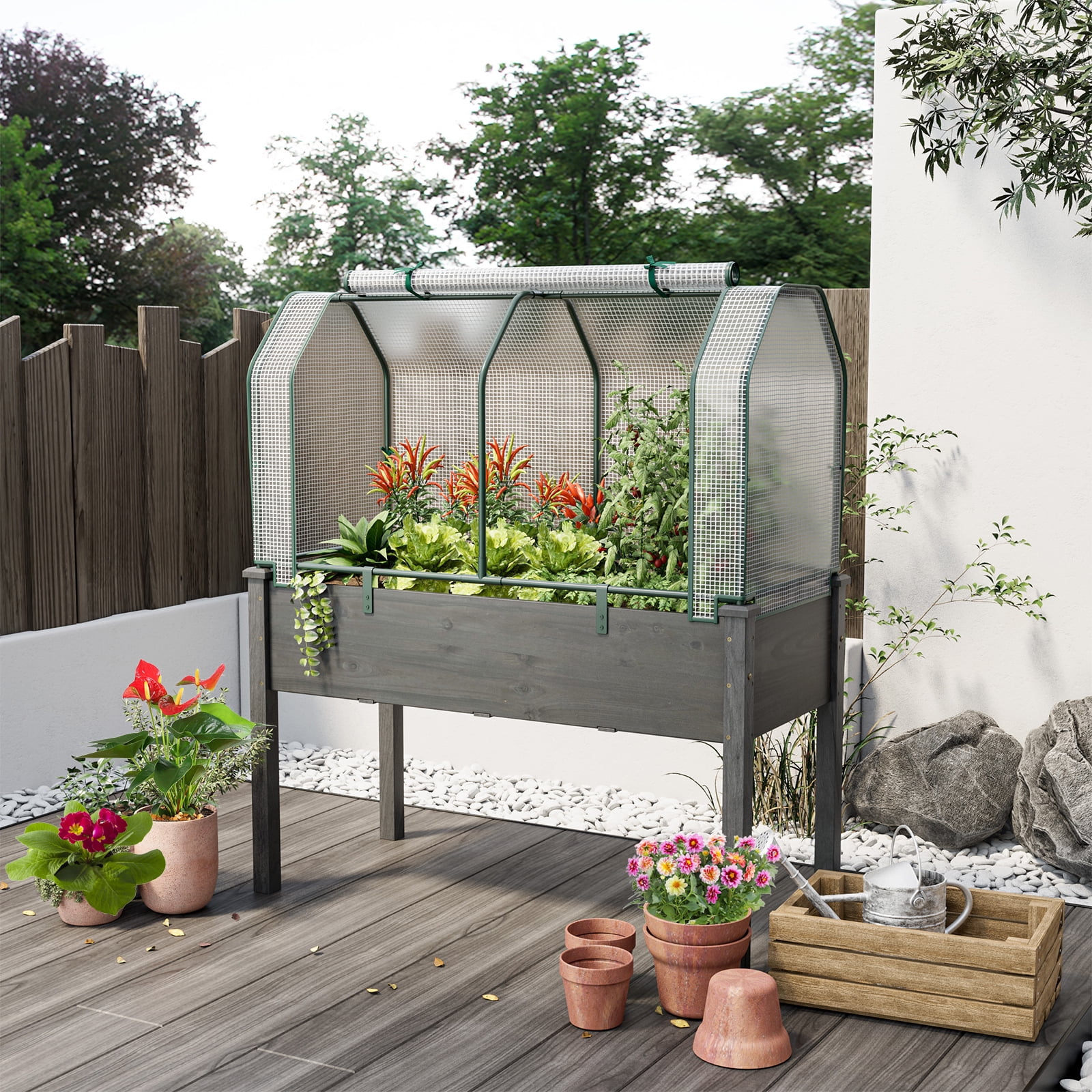 Patiojoy Portable Mini Greenhouse Plant Greenhouse Tent with Roll-Up Zippered Door Indoor Outdoor Green Hot House Sun Protection