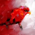 thumbnail image 3 of Perroquet Rouge Abstrait - Toile 24"x24 Pouces - Impression à la Demande, 3 of 5
