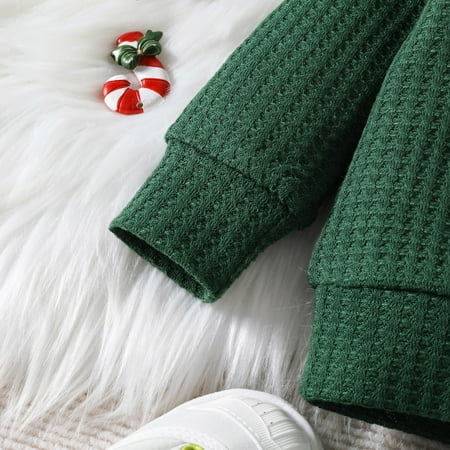 

nsendm Girls Outfits Size 16 Toddler Girls Christmas Long Sleeve T Shirt Pullover Tops Cartoon Santa 3-6 Month Girl Clothes Childrenscostume Green 18-24 Months