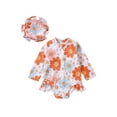 thumbnail image 1 of Fortune Infant Girls Swimsuit Baby Flower Print Long Sleeve Zipper Ruffle Swimwear+Cap, 1 of 8