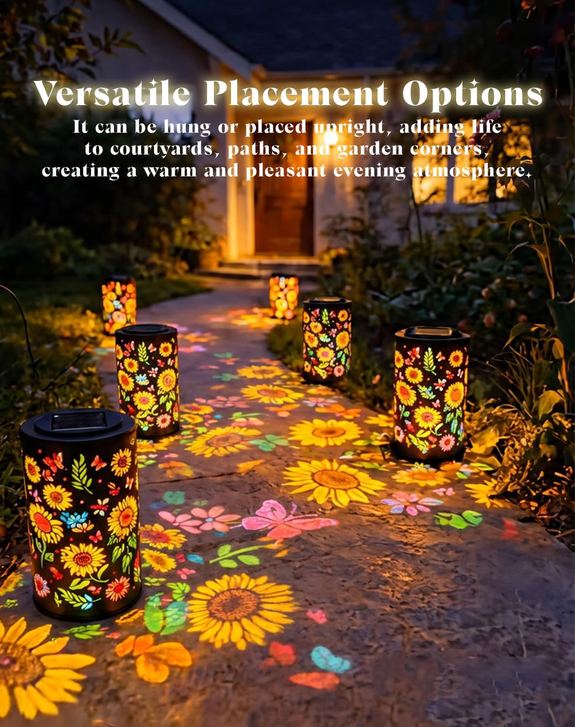 Colorful Sunflower Glow Solar Garden Lantern, 2026 Waterproof Outdoor Solar Powered Hanging Light for Garden, Patio, Pathway Lantern, Let Your Garden Bloom with Light After Sunset