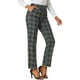 thumbnail image 4 of Pantalones largos rectos de cintura elástica con botones y cremallera de cuadros para mujer INSPIRE CHIC XL azul verde, 4 of 6