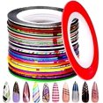 thumbnail image 1 of 50Pcs/Set Nail Striping Tape Line，Hologram Multicolor Rolls Striping Tape Line Nail Art Decor/Candy Color Adhesive Nail Stickers, 1 of 3