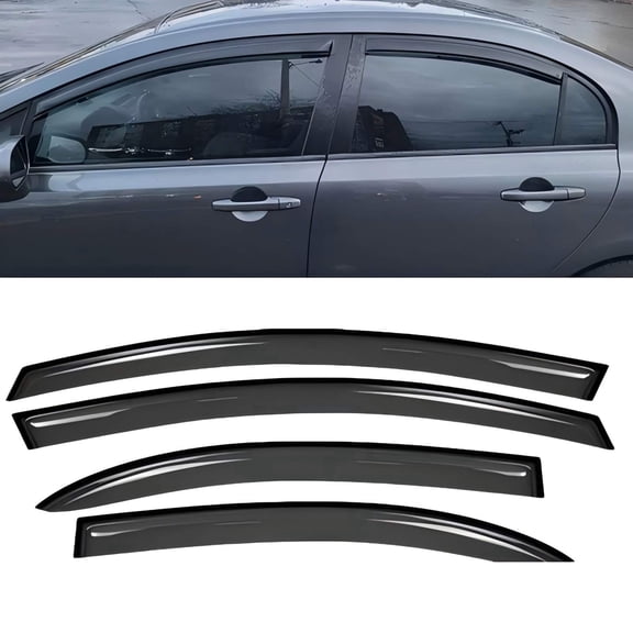 4pcs Window Visor Rain Guards Compatible with 2006 - 2011 Honda Civic Sedan Smoke Wind Deflectors, UV-Resistant