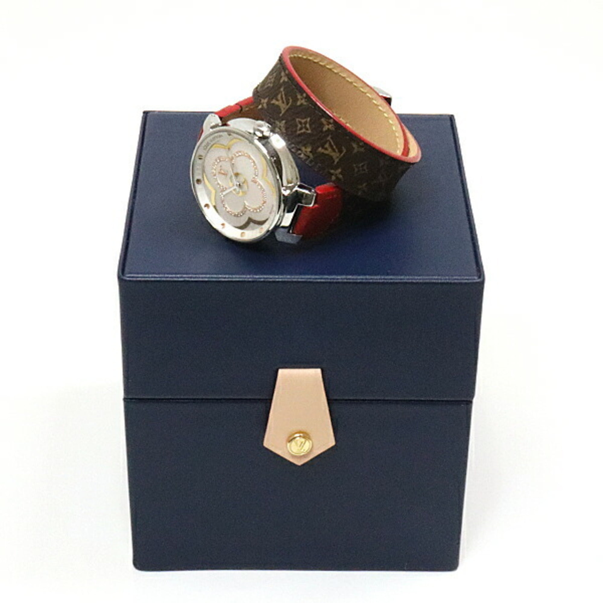 Louis Vuitton Pre-owned Louis Vuitton Vuitton Tambour Slim Quartz White  Dial Ladies Watch Q12MG - Pre-Owned Watches - Jomashop