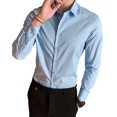 thumbnail image 1 of AMERTEER Men Business Shirt Button Placket Long Sleeve Lapel Solid Color Single-breasted Warm Soft Cardigan Plus Size Spring Shirt Men Clothes, 1 of 7