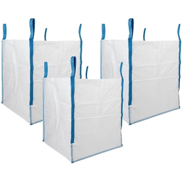 DURASACK Heavy Duty Builder's Bulk Bags 200-Gallon White Woven Polypropylene Contractor Trash Bags for Demo and Construction, Holds up to 2200 lbs, O