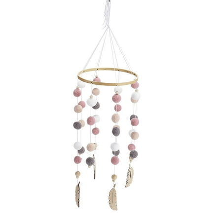 Baby Bed Mobile Felt Ball Wind Chime Nursery Baby Room Decoration Gray