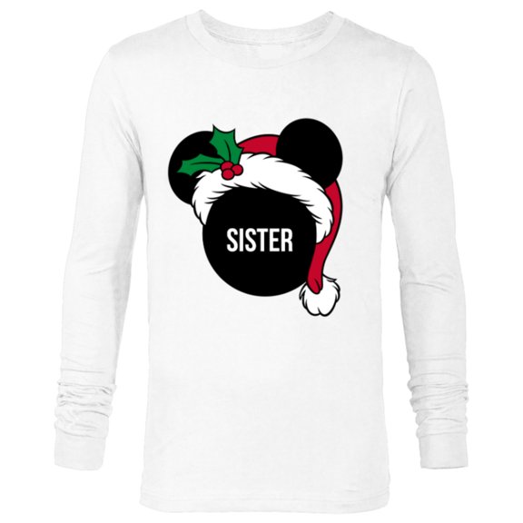 Disney Mickey Mouse Santa Hat SISTER Holiday Family - Long Sleeve T-Shirt for Men - Customized-White