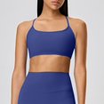 thumbnail image 4 of Women's Sports Bra Thin Shoulder Strap Shock-absorbing Running Fitness Bra Beautiful Back Sexy Yoga Gathering Sports Bra Wireless Bras for Women Blue M, 4 of 4