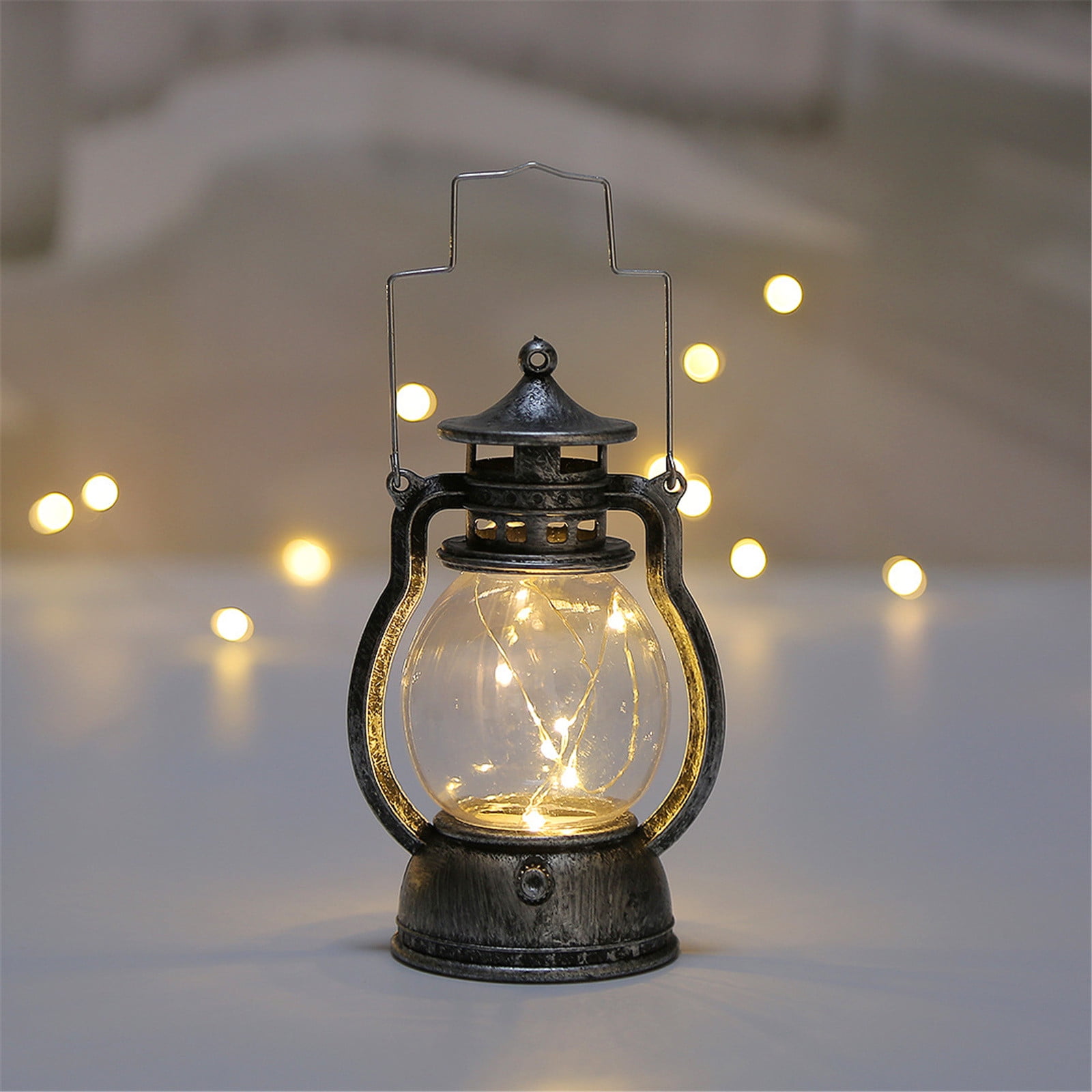 Lights4fun, Inc. 12.5 Black Metal Battery Operated LED Flameless Candle Lantern Light for Indoor & Outdoor Use