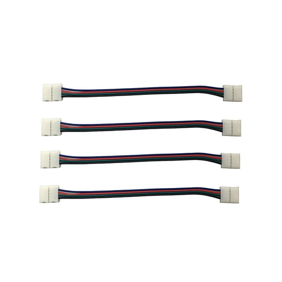 Quqiuxian 4 Pcs RGB LED Light Strip Connector 5050/3528/5630 Connector 4 Pin LED Strip Jumper 10mm Strip to Power Adaptor Strip to Controller Solderless (RGB-4PIN Dual Buckle)