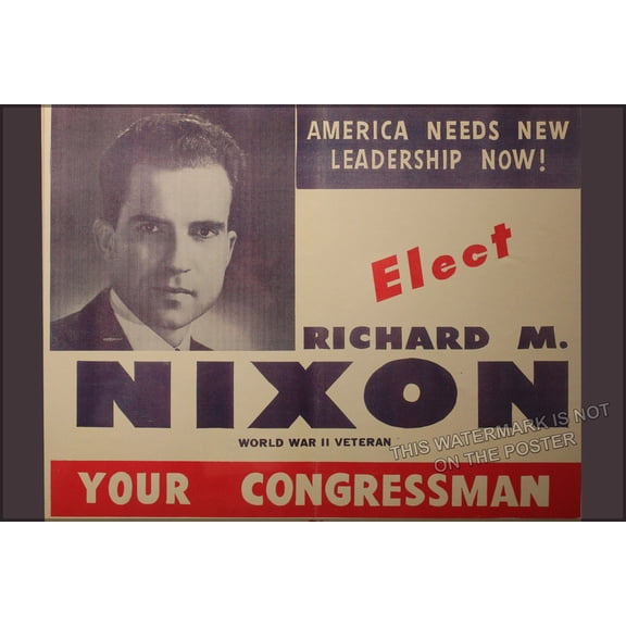 24"x36" Gallery Poster, Richard Nixon 1946 congressional campaign