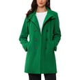 thumbnail image 1 of Abrigos de trench de invierno Inspire Chic para mujeres, abrigo de doble botonadura con cuello de pie, color verde oscuro, 1 of 6