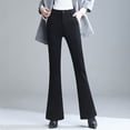 thumbnail image 1 of Pantalones de mujer, pantalones de otoño, primavera y otoño, pantalones de traje, pantalones de cintura alta para mujer, pantalones acampanados negros para mujer, 1 of 4
