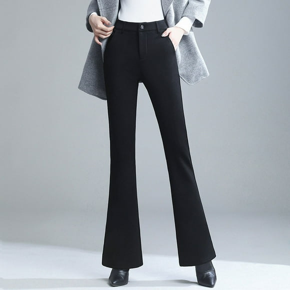 Pantalones de mujer, pantalones de otoño, primavera y otoño, pantalones de traje, pantalones de cintura alta para mujer, pantalones acampanados negros para mujer