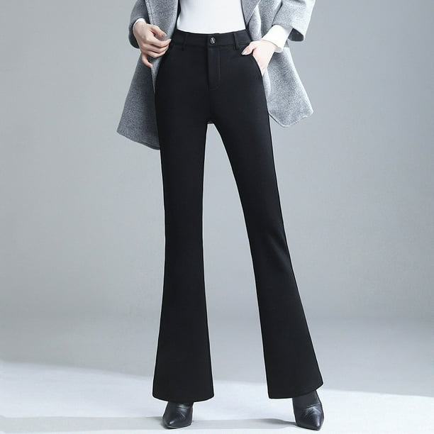 Pantalones de mujer, pantalones de otoño, primavera y otoño, pantalones de traje, pantalones de cintura alta para mujer, pantalones acampanados negros para mujer