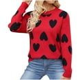 thumbnail image 2 of Women's Printed Pullover Casual Long Sleeve Round Neck Sweater Top For Cool Weather, 2 of 8