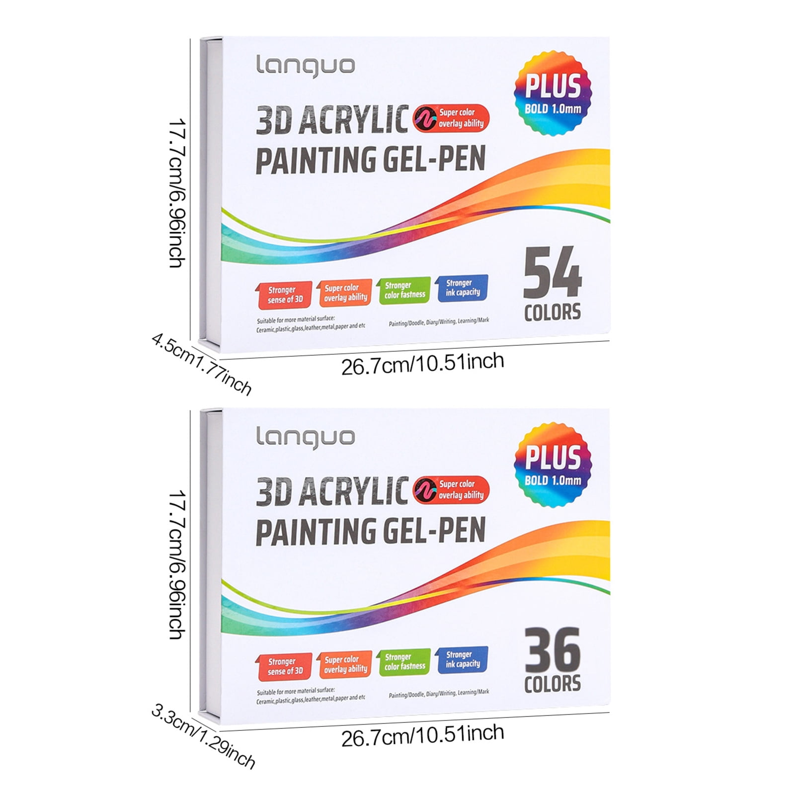 54-color acrylic gel pens, a 3D acrylic paint pen set for coloring, gel pens for black paper, rocks, glass, fabric, DIY and crafts.