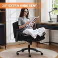 thumbnail image 7 of DOMICARE Criss Cross Chair with Flip-Up Arms, Wide Cross-Legged Office Chair with Wheels, Swivel Vanity Desk Chair, Black Boucle, 7 of 7