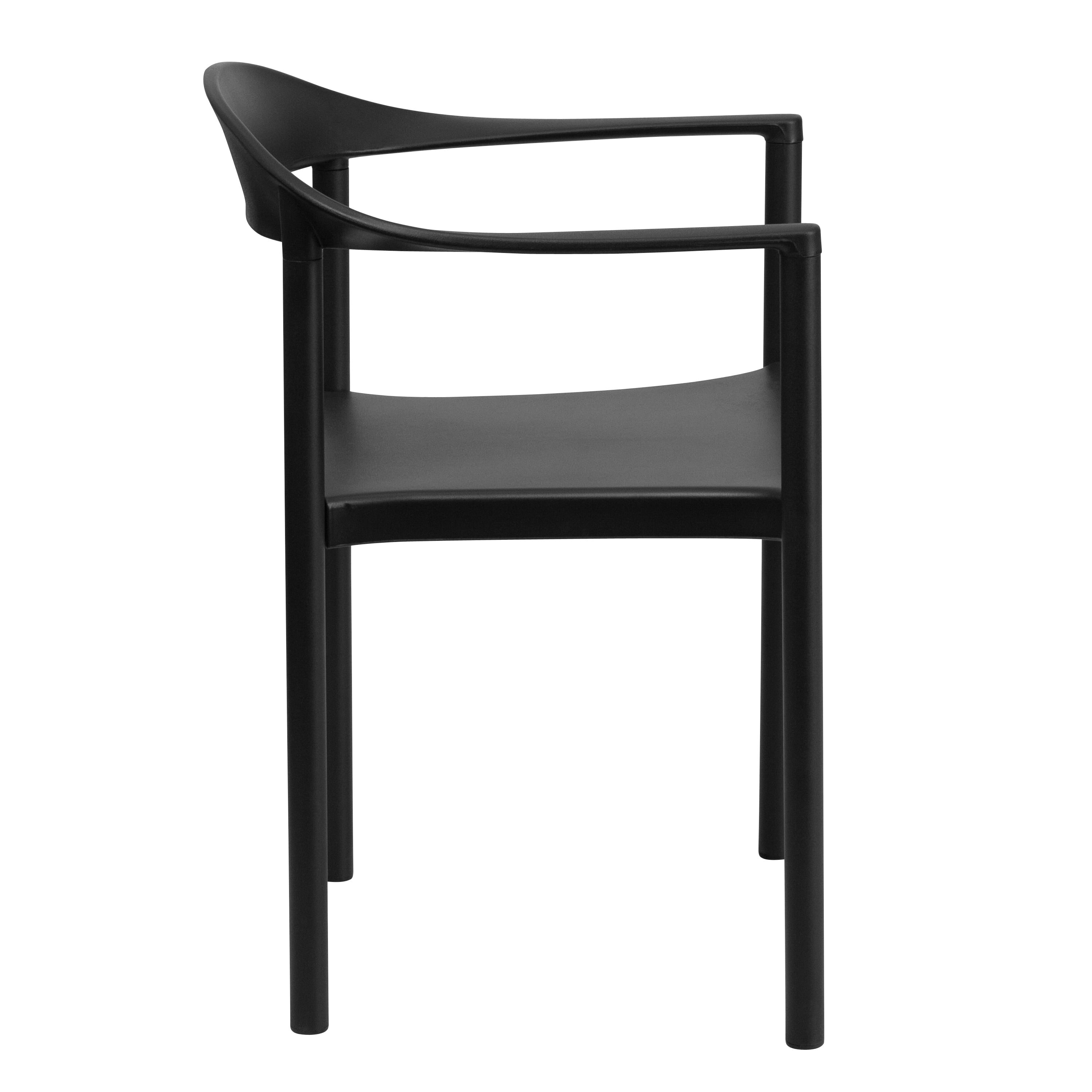 Capacity Black Plastic Cafe Stack Chair Seat & Arms Curving Back BizChair 5 Pack 1000 lb 