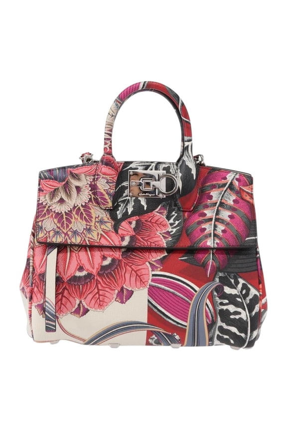 Pre-Owned Salvatore Ferragamo Studio Satchel Printed Leather Multicolour Leather Handbag