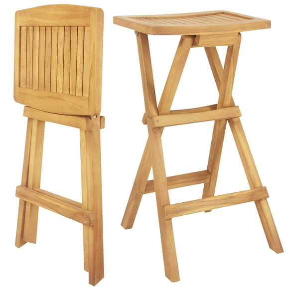Gymax Outdoor Bar Stools Set of 2 w/ Countered Seat & Footrest Patio Bistro Stools