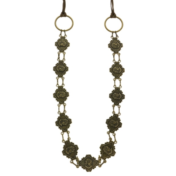 Mi Amore Ornate String-Belt Bronze-Tone/Brown