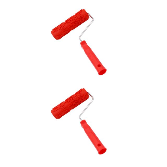 Wweixi Delicate Embossed Pattern Painting Roller with Plastic Handle Add Touch of Sophistication to Living Space Red Type A 2Set