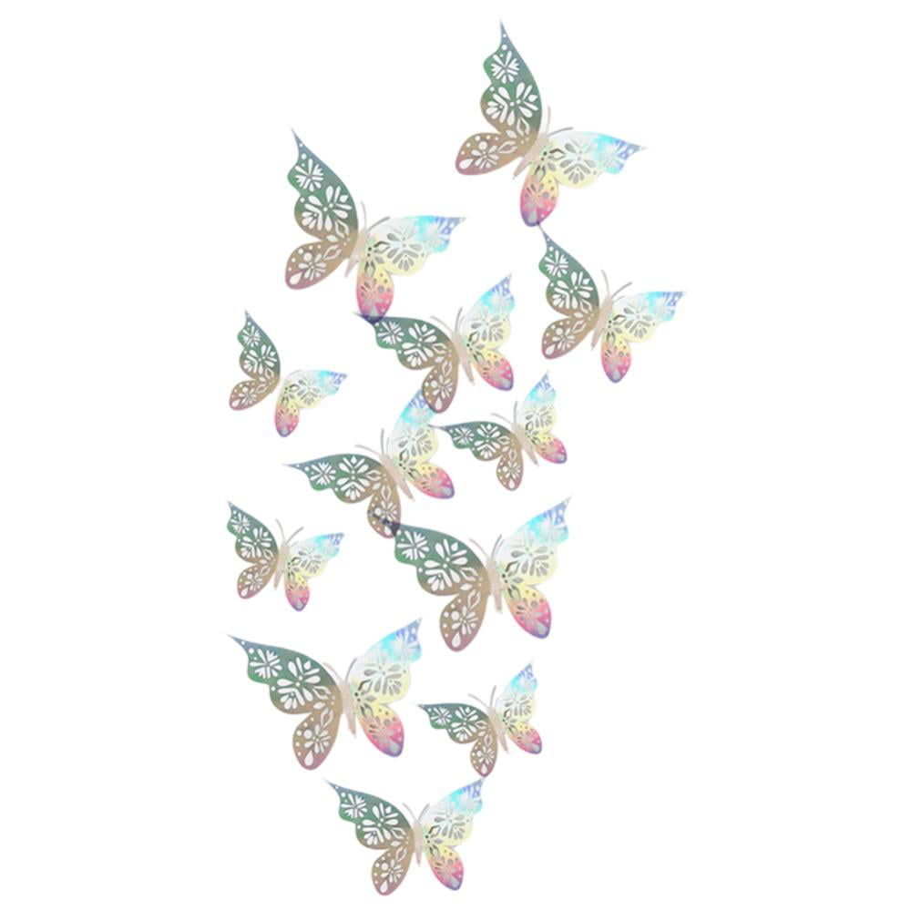 12Pcs Elegant 3D Hollow Butterfly Wall Sticker Wedding Art Decals Home Decor Lit