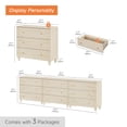 thumbnail image 3 of WAMPAT Dresser with 9 Drawers for Bedroom, 3-in-1 Wooden Wide Chest of Drawers, Modern Closet Storage Organizer with Solid Wood Legs for Living Room, Hallway, Nursery, 106.2x15.4x32.4, Biscotti, 3 of 8