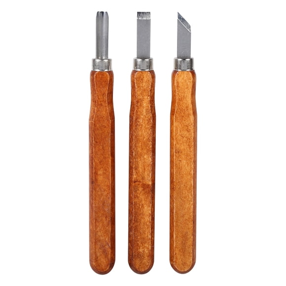 Ensemble de 3 Couteaux à Découper le Bois avec Manche en Bois de Rose, Lames en Acier à Haute Teneur en Carbone HRC62, Prise Confortable, Idéal pour la Sculpture sur Bois, Argile, Cire, Parfait pour les Débutants, Emballage Neutre (Non Compatible avec eBay UK)
