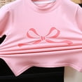 thumbnail image 6 of Jamicy Girls Shirts Kids Fashion Bow Print T Shirt Cute Graphic Baby Tees Short Sleeve Crop Top Girls Aesthetic Clothes, 6 of 8