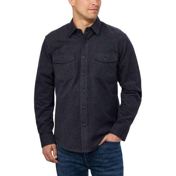 Grizzly Mountain Men's Long Sleeve Woven Shirt (Dark Gray, M)