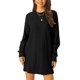 thumbnail image 1 of Vestidos de suéter para mujer INSPIRE CHIC, cuello redondo, de manga larga, por encima de la rodilla, vestido de punto casual, color negro, 1 of 5