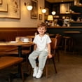 thumbnail image 5 of CHEEREAM Summer Sets For Kids Jogger Pants and Short Sleeve Button Crew Neck Shirt Boys Leisure Active Beach 2-Piece Outfits, 5 of 6