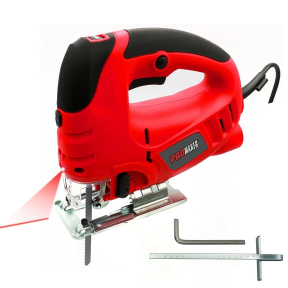 Jigsaw with 6 variable speed, 7 Amp 800W, Laser guide, Adjustable blade bevel cutting 0-45º degree, Corded Jig saw, Cutting depth: 100m for wood and 10mm for metal. 800-3000SPM, Promaker PRO-SC800