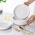 thumbnail image 6 of AmorArc 8.75'' Large Ceramic Pasta Bowls, 36oz Handpainted Stoneware Bowls Set of 4, Microwave&Dishwasher Safe Bowls with Rustic Terracotta Underside for Pasta Salad, White, 6 of 9