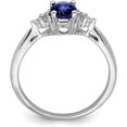 thumbnail image 2 of Solid 14k White Gold Created Sapphire and Diamond Ring - Ring Size 7.0-2.9gm, 2 of 8