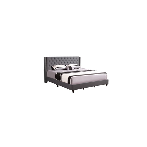 Tufted Upholstered Full Bed - Velvet Panel Bed with Nailhead Trim & Headboard