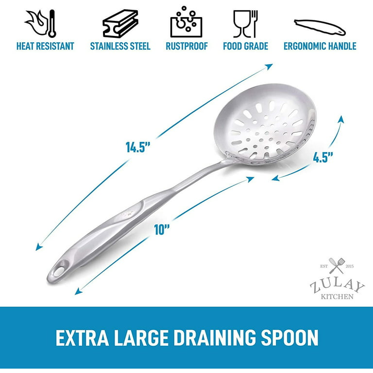 2 Pieces 8.3 Inches Stainless Steel Slotted Spoon Skimmer Slotted Spoon  Kitchen Cooking Serving Spoon with 16 Holes Strainer Skimmer Cooking  Utensils