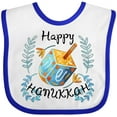 thumbnail image 3 of Inktastic Happy Hanukkah Dreidel and Laurels Boys or Girls Baby Bib, 3 of 4