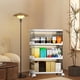thumbnail image 5 of Estante de almacenamiento – Carrito de cocina, organizador de snacks multicapa plegable con ruedas, estanterías de plástico transparente, blanco y beige, 3 niveles, 24,61 x 13,78 x 9,45 in, 5 of 6