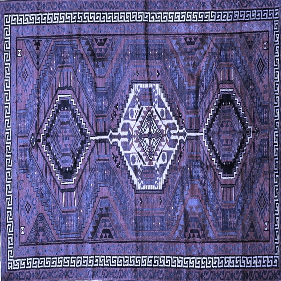 Ahgly Company Indoor Square Persian Blue Traditional Area Rugs, 4' Square