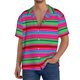 thumbnail image 1 of Balery Colorful Mexican Stripes Camisa Casual de Manga Corta con Botones para Hombre, Texturizada, Estilo Cubano, para Playa, Verano-Large, 1 of 5