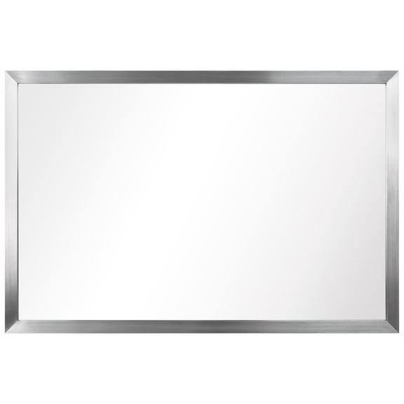 Empire Art Direct Contempo Brushed Silver Stainless Steel Frame Rectangle Wall Mirror, 20" x 30" x 1", Ready to Hang