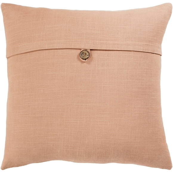 Tiwari Home 18" Chameau Brun Solide Tissé Carré Coussin avec Bord de Couteau - Poly Rempli