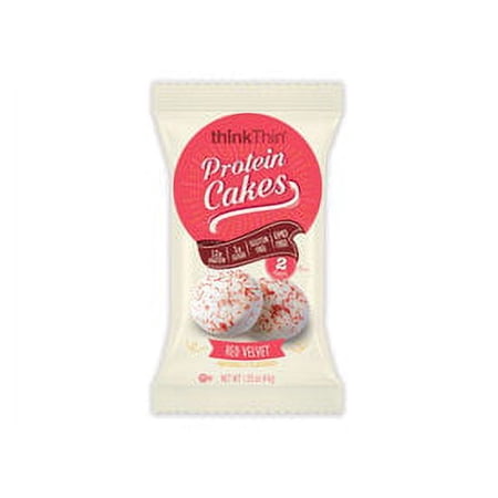 thinkThin Protein Cakes, Red Velvet, 12g Protein, 2 Cakes per 1.48 oz Package, 9 Ct