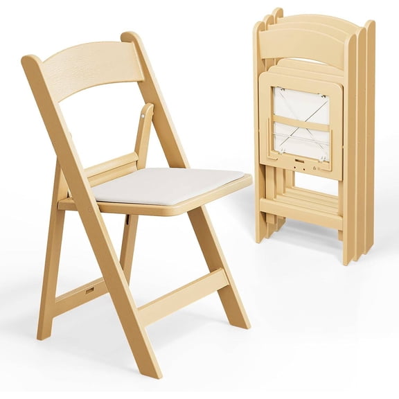 Resin Folding Chairs with Cushion, Foldable Padded Seat Chairs for Indoor and Outdoor Use, 4-Pack