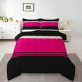 thumbnail image 2 of Manfei Modern Geometric Aesthetic Bedding Comforter Set,Stripes Lines Twin Comforter Sets,Pink Black Bedding Set For Children,Microfiber Bedroom Decor Reversible,2 Pieces, 2 of 8